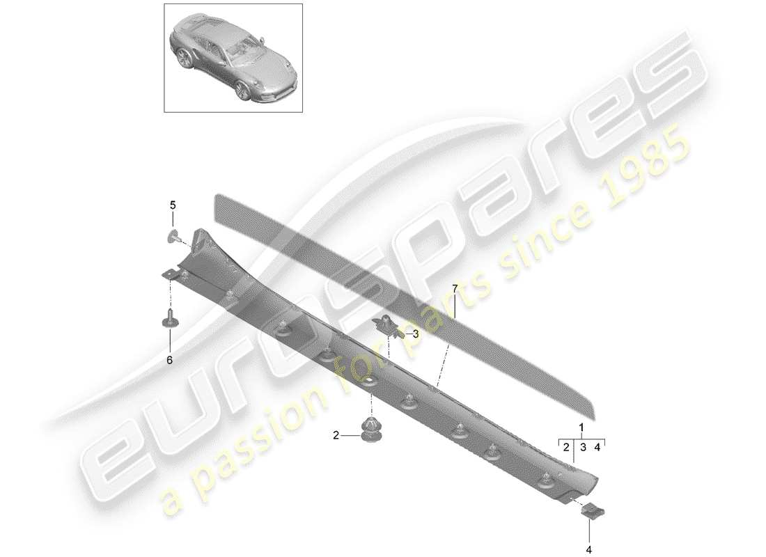 porsche 2015 (991-1 turbo) seitenteilverkleidung teilediagramm