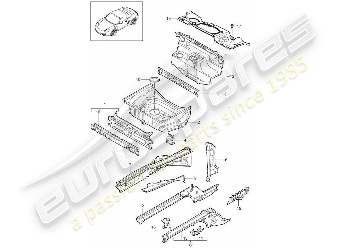 porsche 2009 (987 boxster) front end teilediagramm