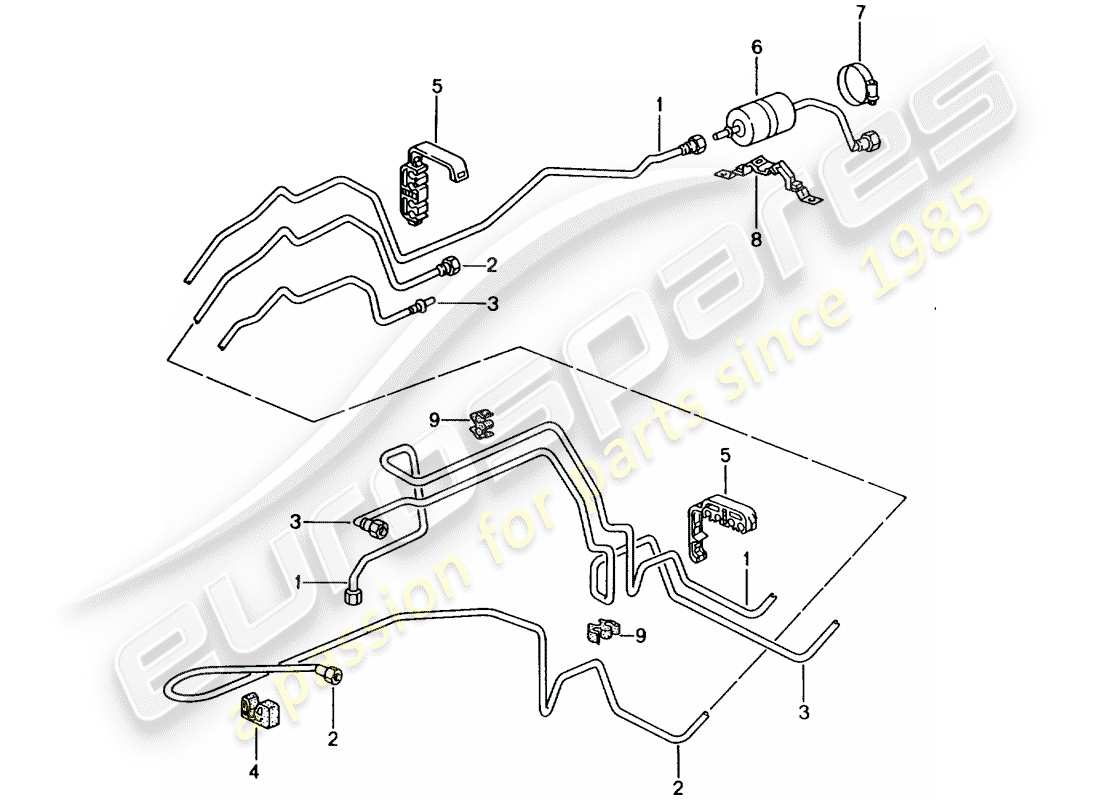 porsche 2001 (996) kraftstoffleitung - kraftstoffversorgungssystem ersatzteildiagramm