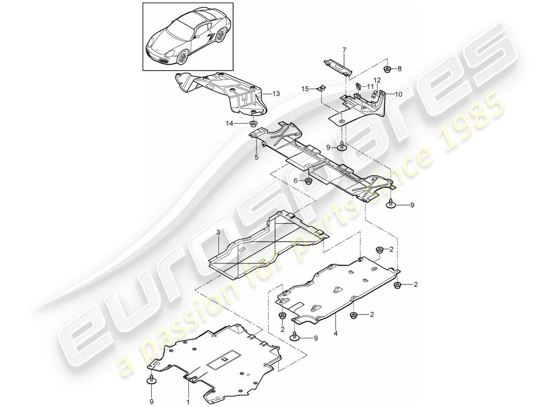 porsche 2009 (987 cayman) trims-teilediagramm