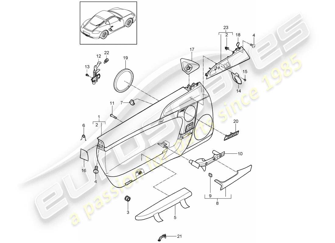 porsche 2009 (987 cayman) türplatte teilediagramm