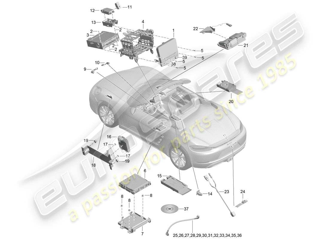 porsche 2017 (718 boxster) bedieneinheit teilediagramm
