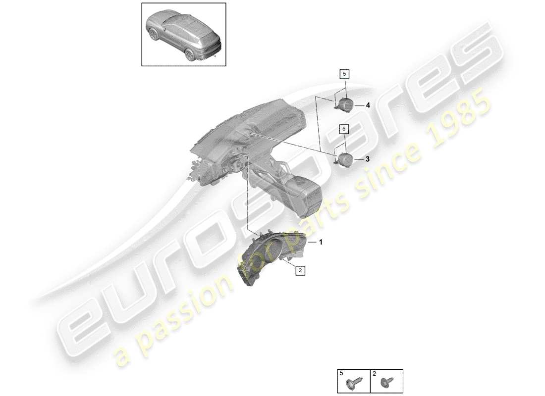 porsche 2019 (cayenne e3 9ya/9yb) instrumentenkombination ersatzteildiagramm