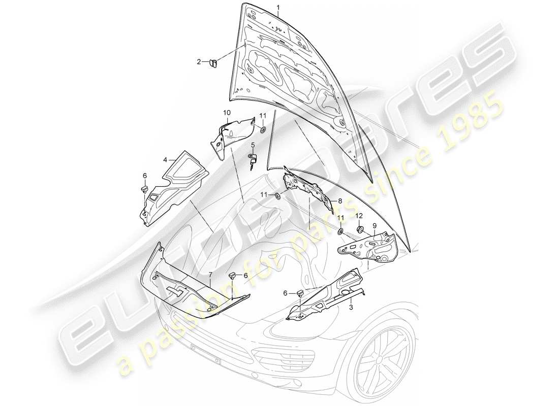 porsche 2013 (cayenne e2 92a) schallabsorber ersatzteildiagramm