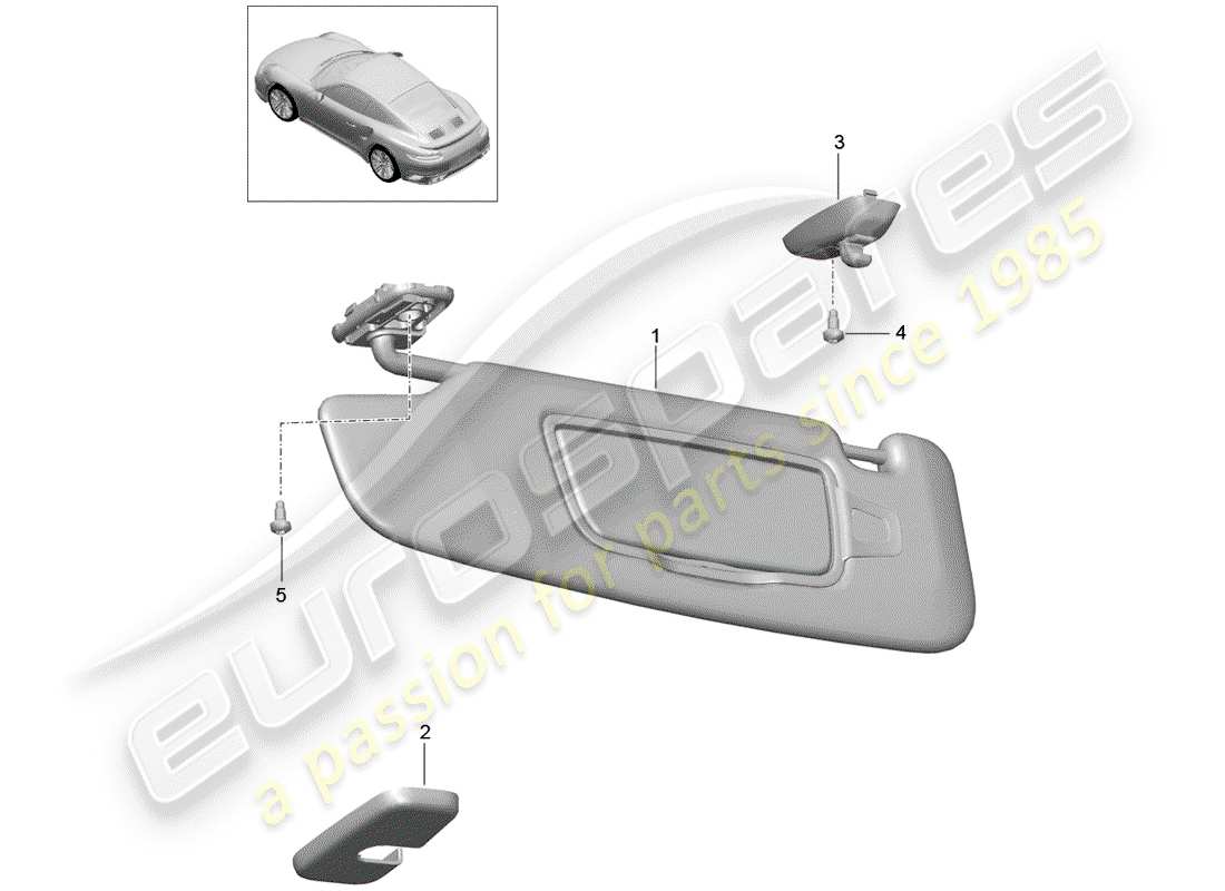 porsche 2020 (991-2 turbo) sonnenblenden ersatzteildiagramm