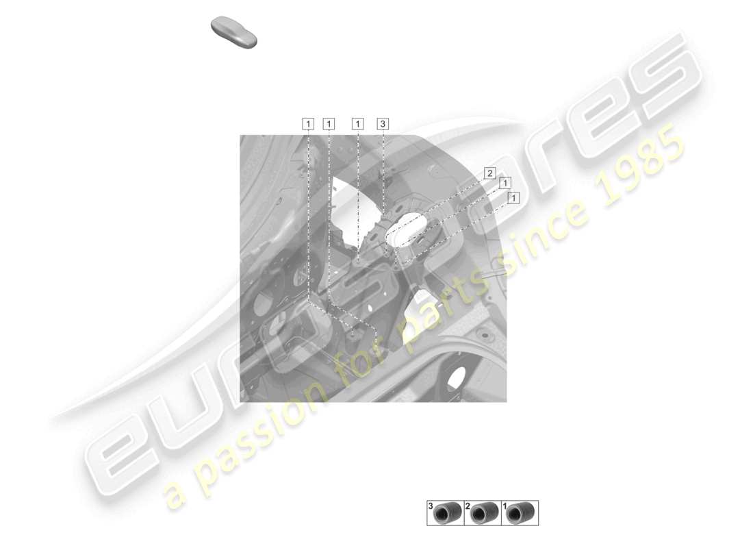 porsche 2019 (992-1) federbeinaufnahme vorderachse teilediagramm
