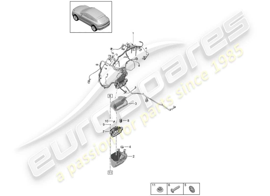 porsche 2020 (macan) harness-ersatzteildiagramm
