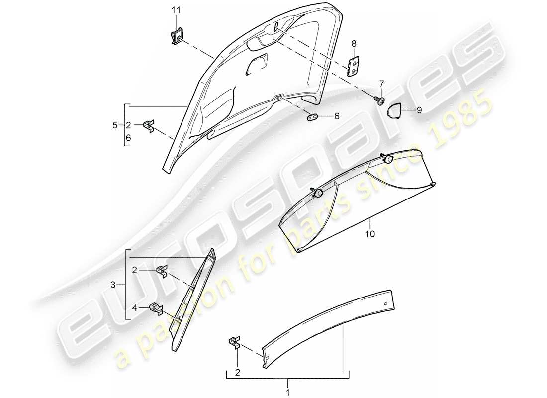 porsche 2009 (987 cayman) trims-teilediagramm