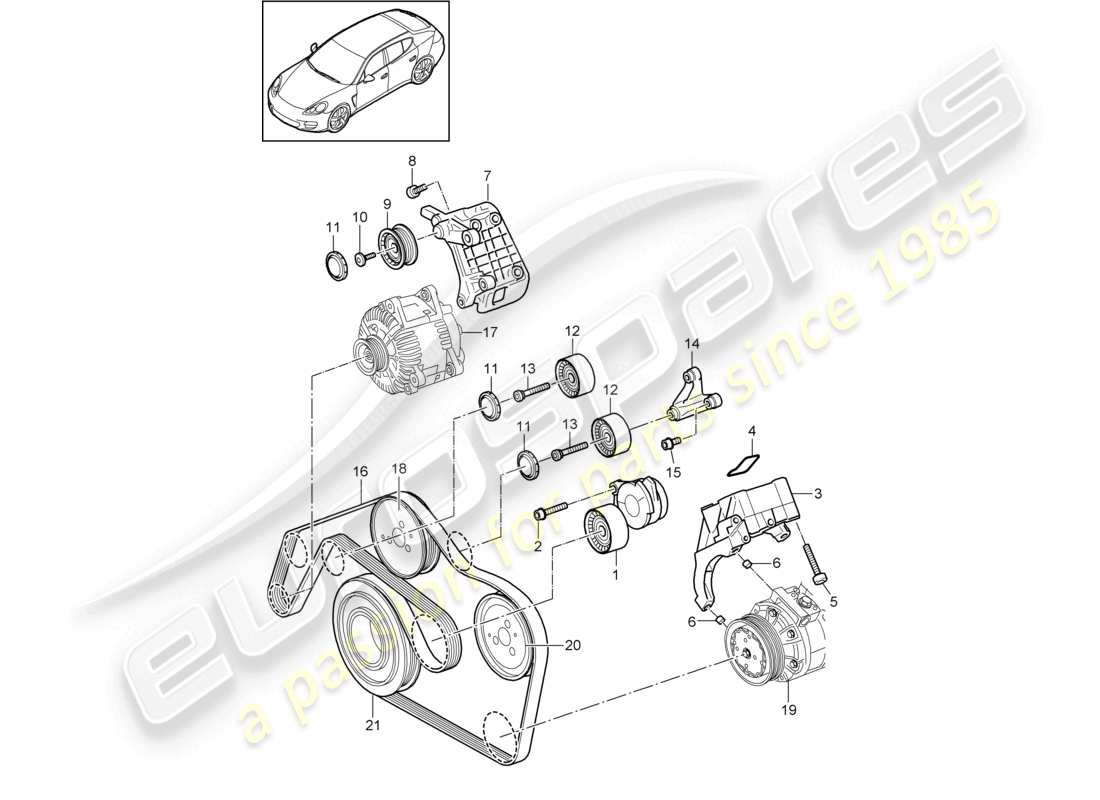 porsche 2010 (cayenne e1 9pa) riemenspanner dämpfer keilriemen teilediagramm