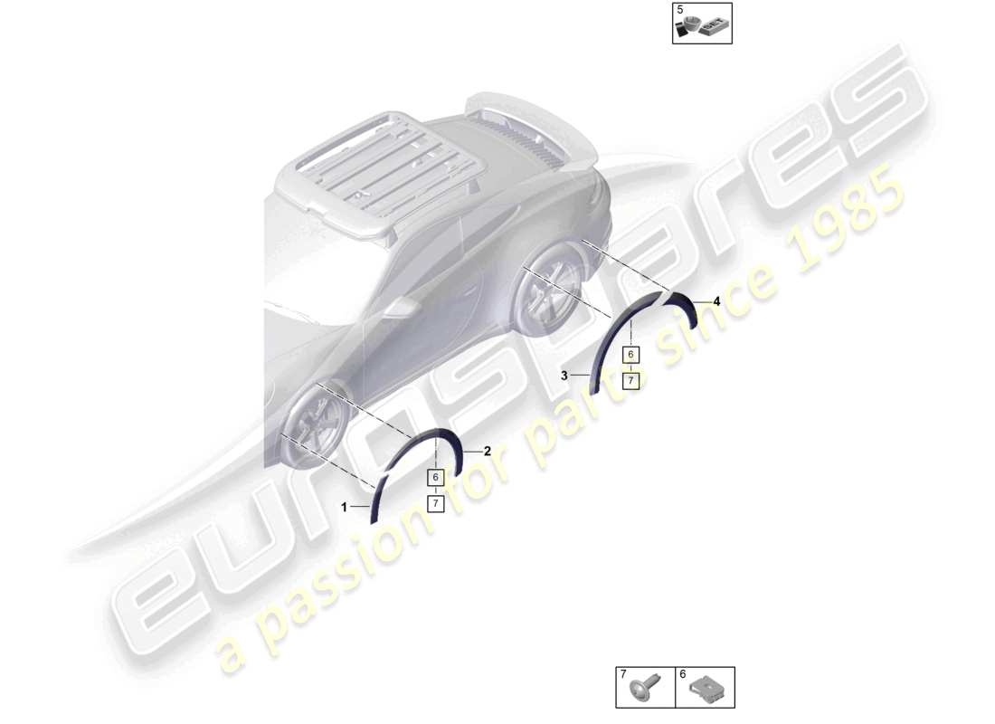 porsche 2019 (992-1) radkastenabdeckung teilediagramm