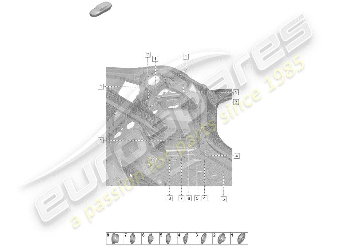 porsche 2019 (992-1) stopfen für karosserie ersatzteildiagramm