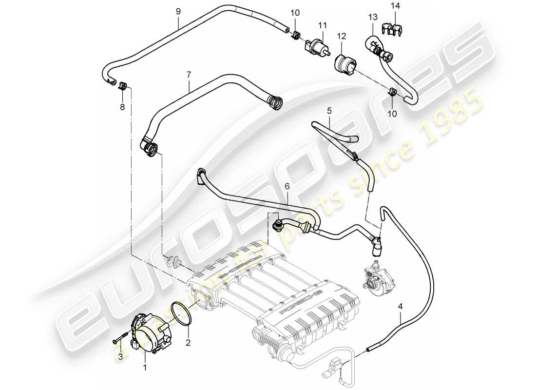 porsche 2008 (cayenne e1 9pa) drosselklappengehäuse - teilediagramm