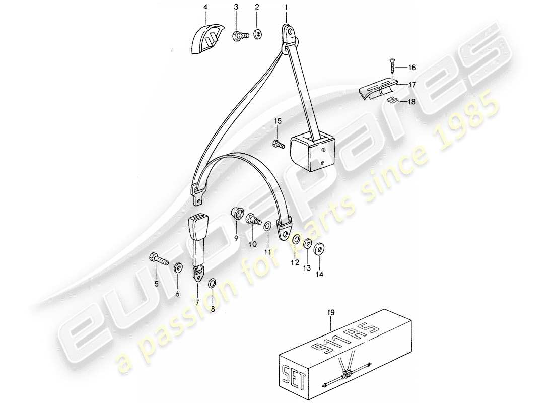 porsche 1996 (993) sicherheitsgurt - teilediagramm