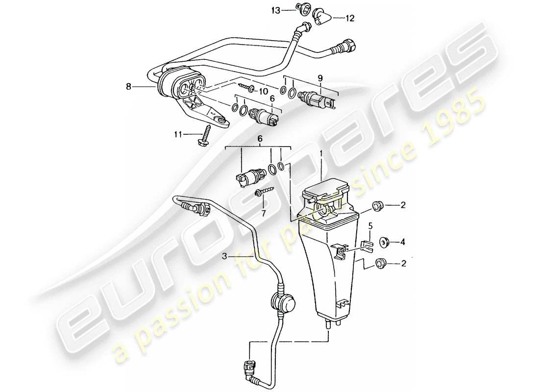 porsche 2001 (996) verdunstungsbehälter - teilediagramm