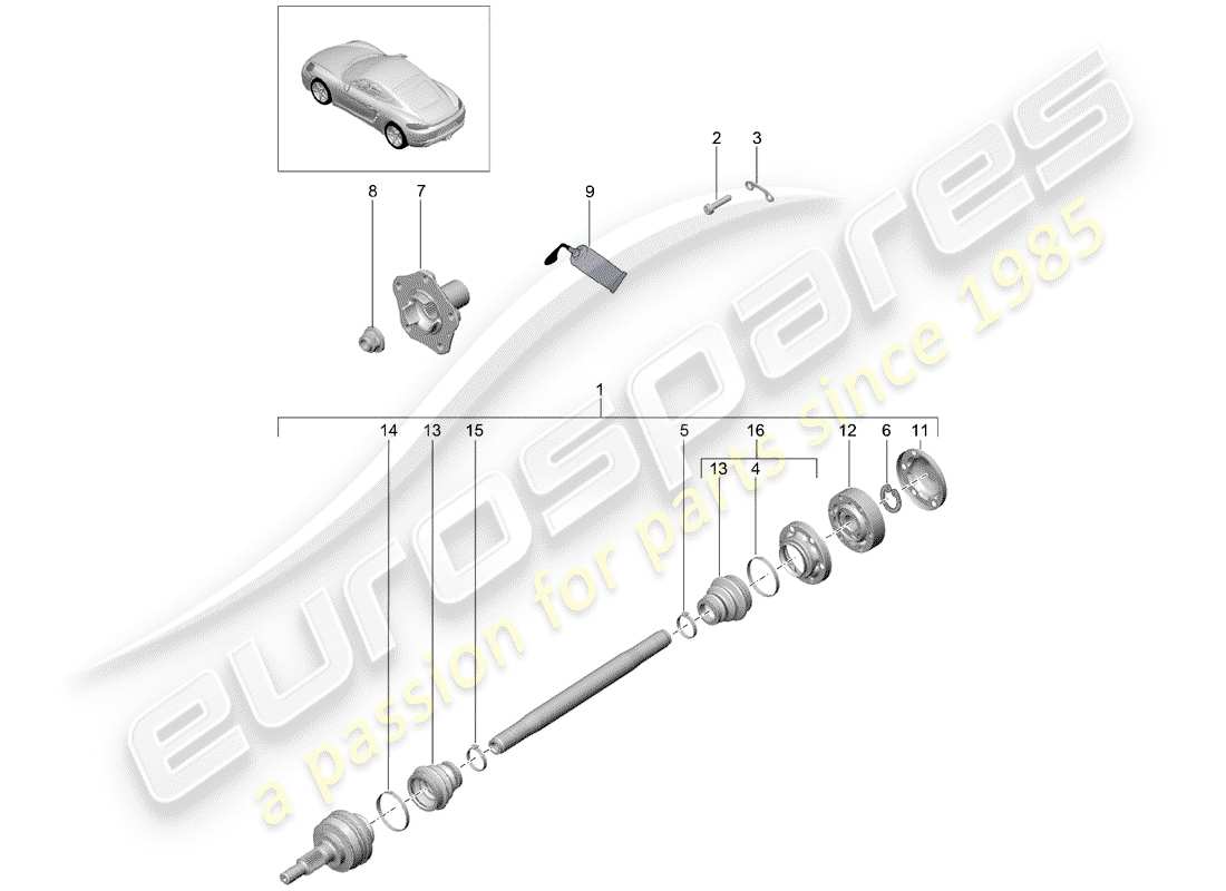 porsche 2020 (718 cayman) antriebswelle teilediagramm