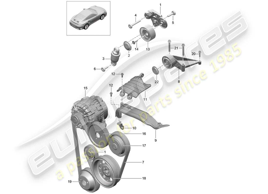 porsche 991 turbo (2016) riemenspanndämpfer ersatzteildiagramm