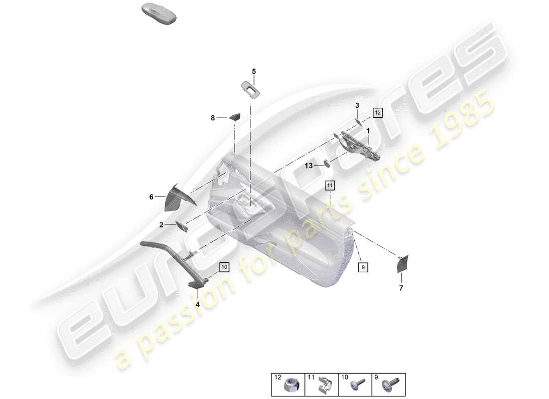 porsche 2020 (718 boxster spyder) türplatte teilediagramm