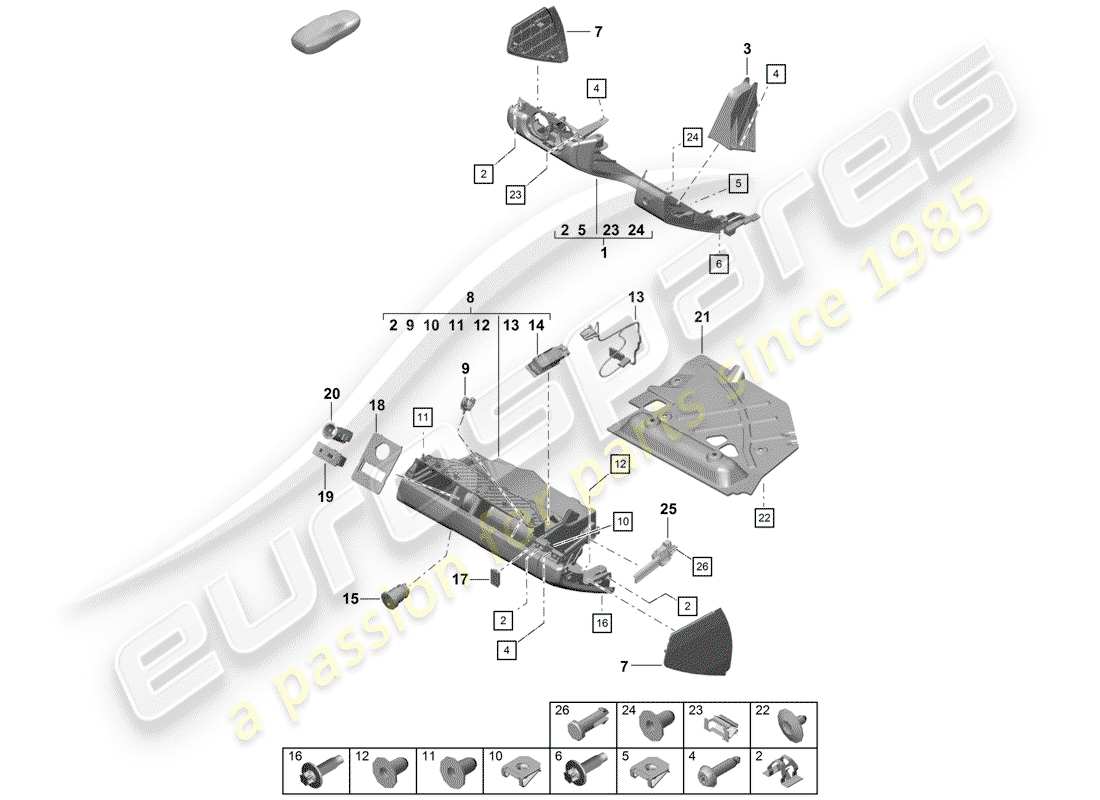 porsche 2020 (718 boxster spyder) handschuhfach-ersatzteildiagramm
