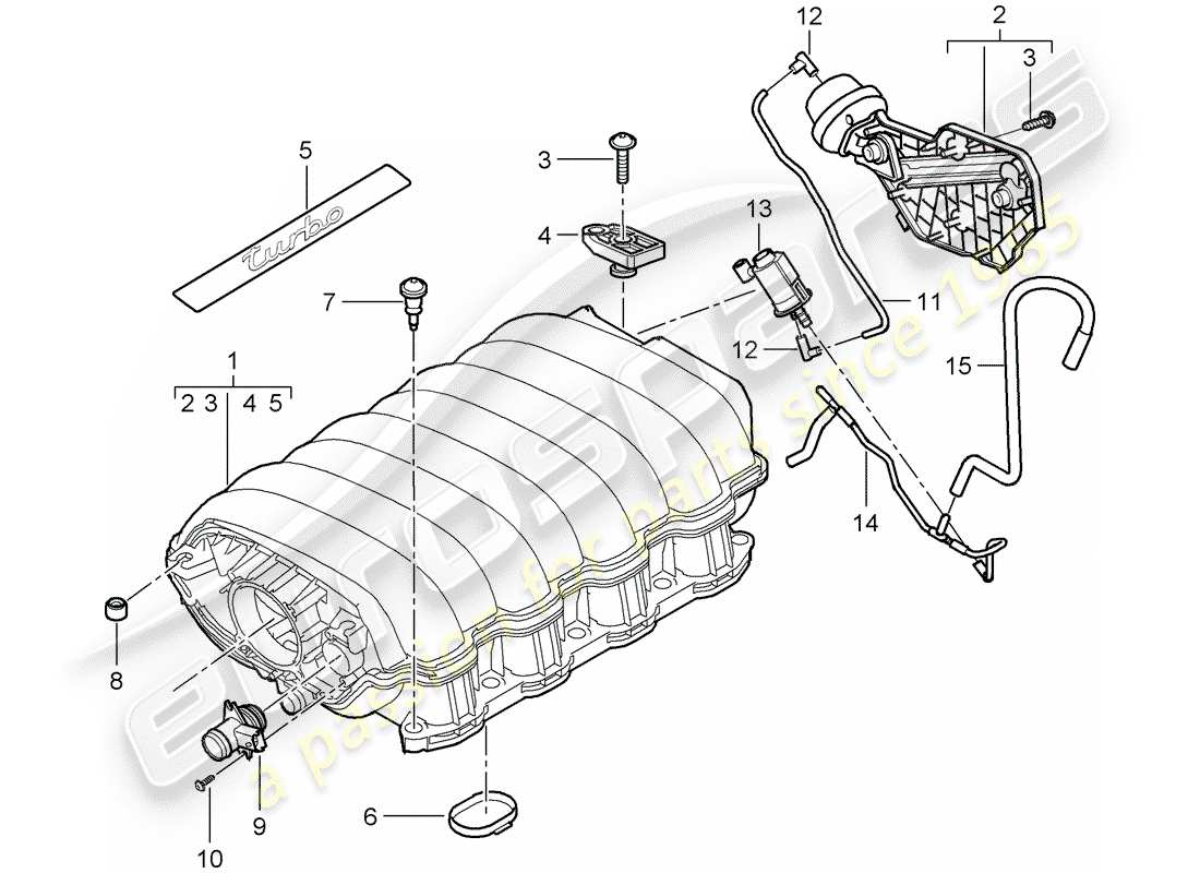 porsche 2008 (cayenne e1 9pa) ansaugluftverteiler teilediagramm