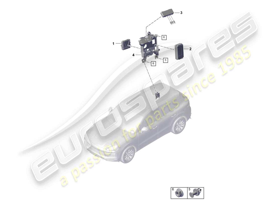 porsche 2019 (cayenne e3 9ya/9yb) steuereinheit für echtzeitüberwachung (rtm) und luftbildüberwachung teilediagramm