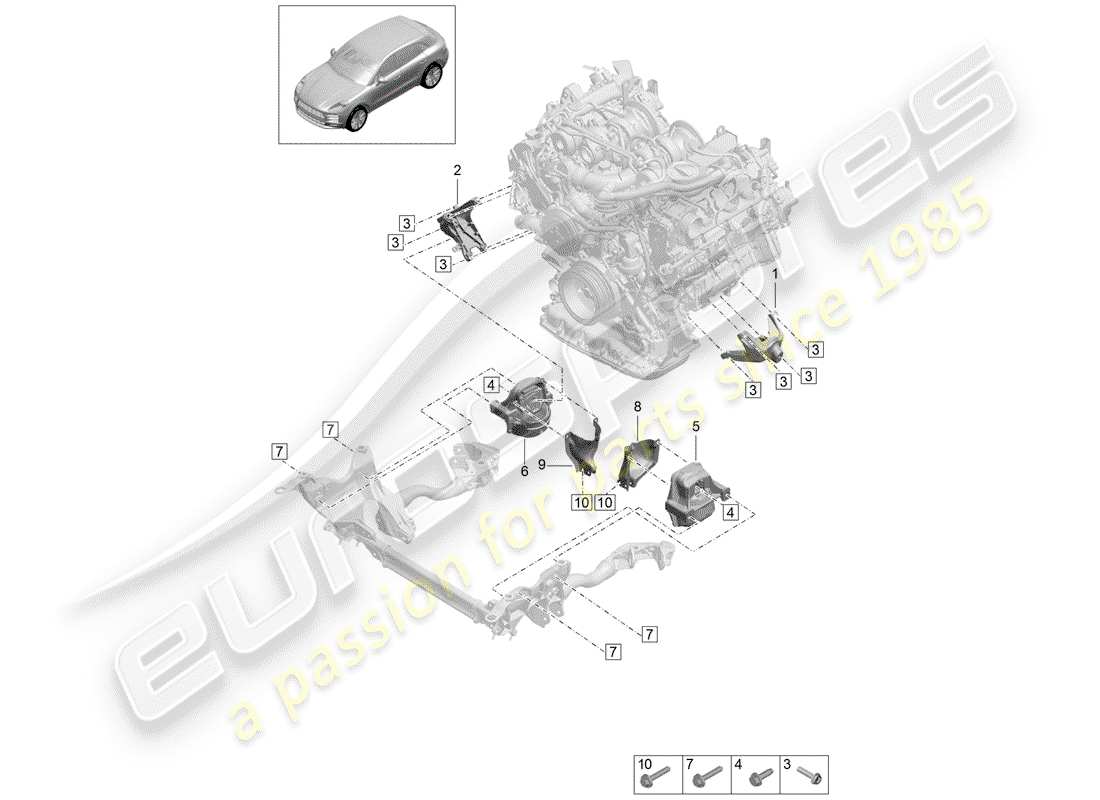porsche 2019 (macan) motorhebezug ersatzteildiagramm