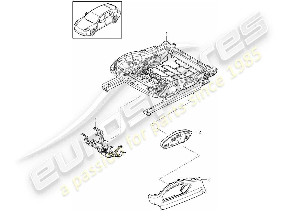 porsche 2011 (panamera 970) sitzrahmen teilediagramm