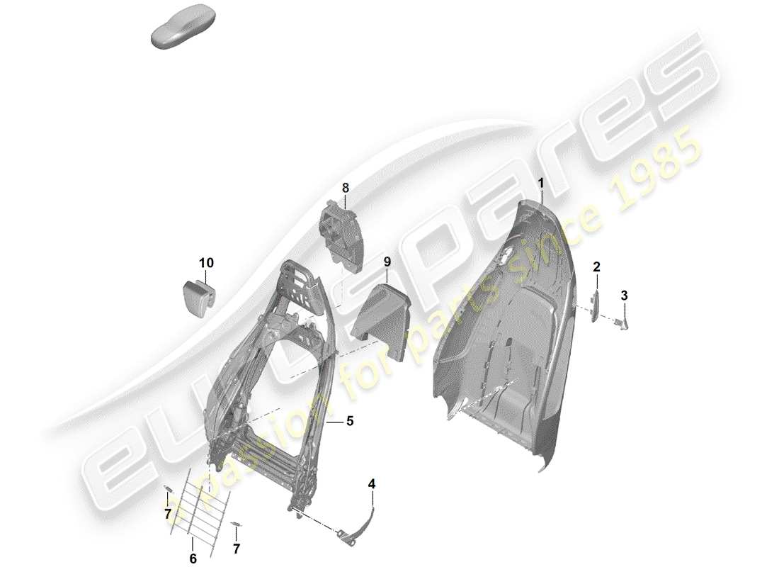 porsche 2020 (718 boxster spyder) rückenlehnenschale ersatzteildiagramm