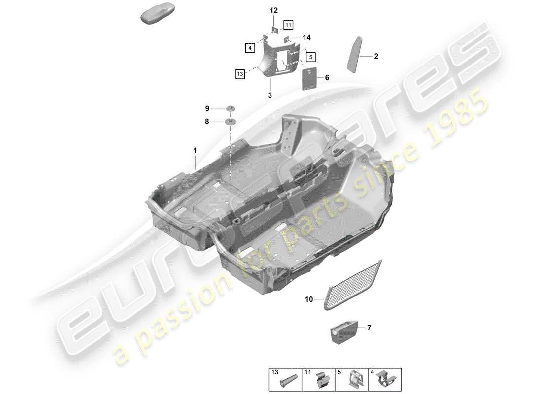 porsche 2020 (718 boxster spyder) bodenabdeckung ersatzteildiagramm