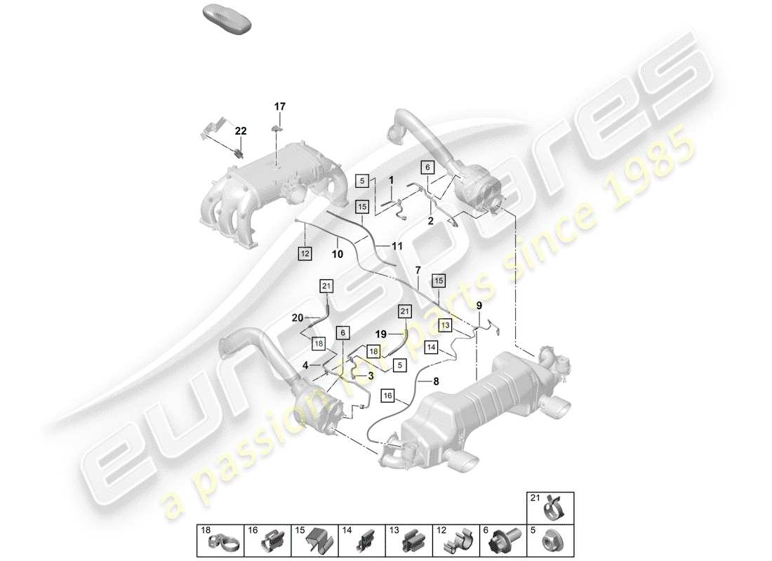 porsche 2019 (718 boxster spyder) benzin-partikelfilter ersatzteildiagramm
