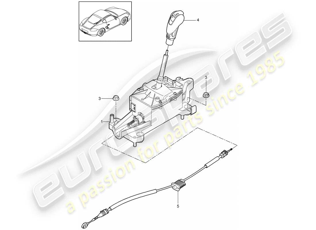 porsche 2010 (987 cayman) wählhebel ersatzteildiagramm