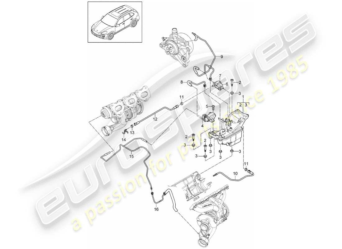 porsche 2012 (cayenne e2 92a) vakuumbehälter - ersatzteildiagramm