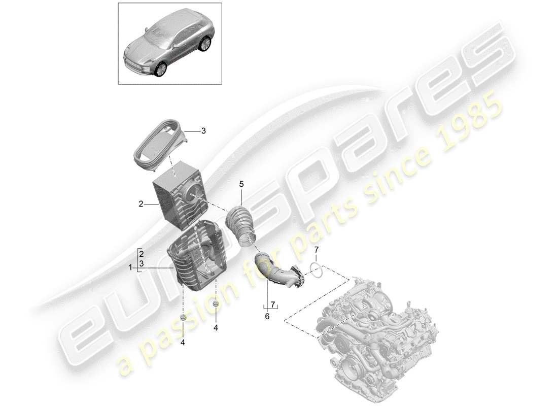 porsche 2019 (macan) luftfilter teilediagramm
