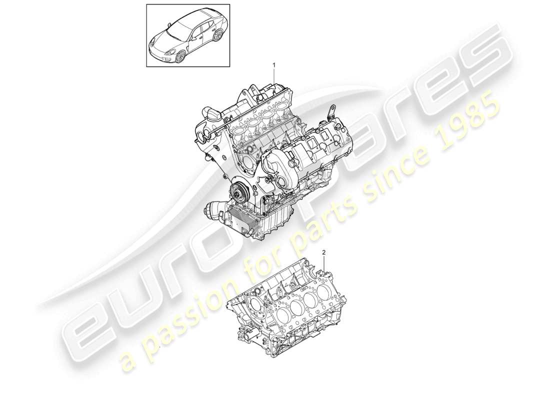porsche 2010 (cayenne e1 9pa) basismotor, kurzer block teilediagramm