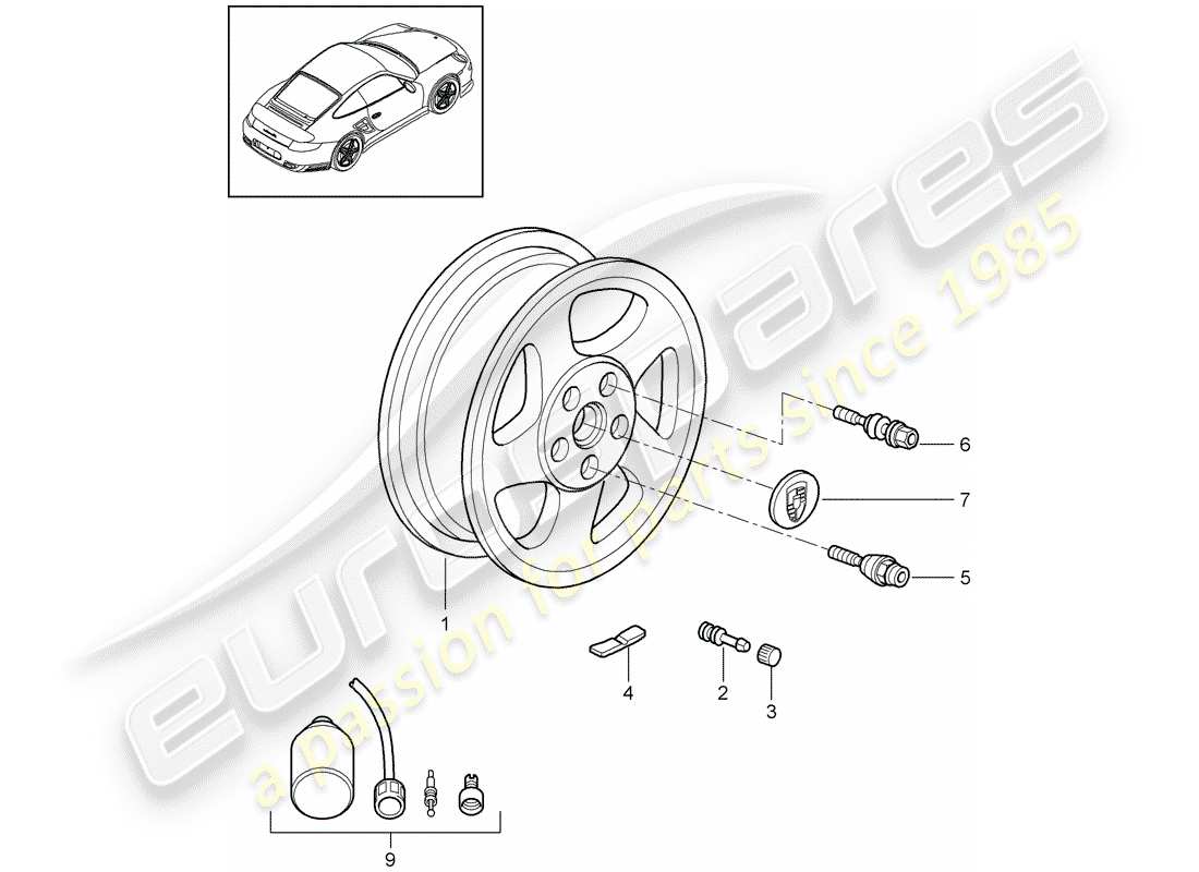 porsche 2011 (997-2 turbo / gt2 rs) räder ersatzteildiagramm