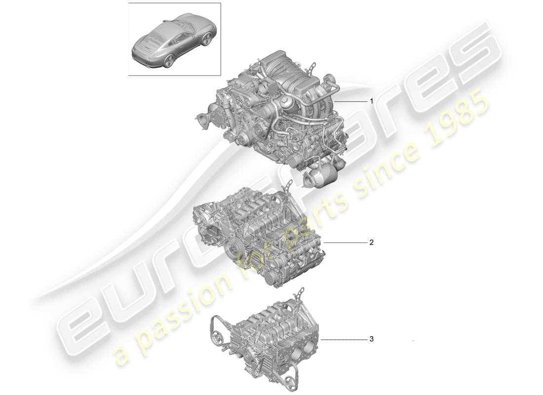 porsche 2013 (991-1) austauschmotor teilediagramm