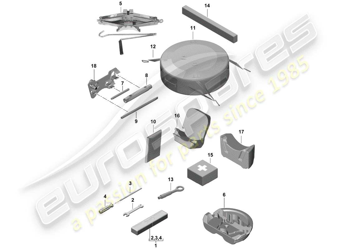 porsche 2020 (718 boxster spyder) werkzeug-teilediagramm