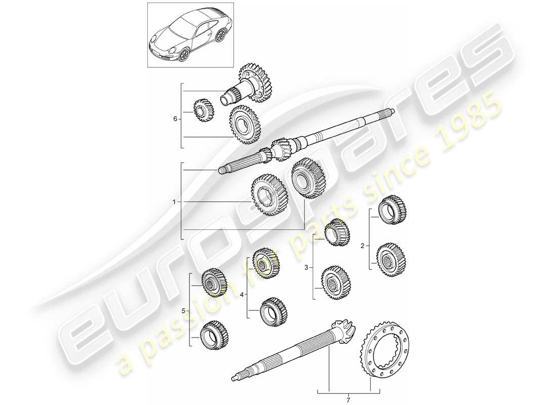 porsche 2011 (997-2) zahnradsätze ersatzteildiagramm