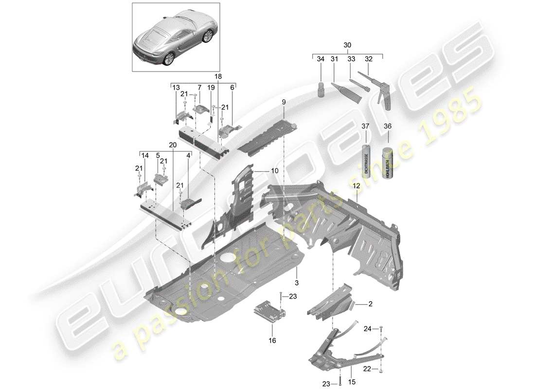 porsche 2014 (981 cayman) floor-teilediagramm