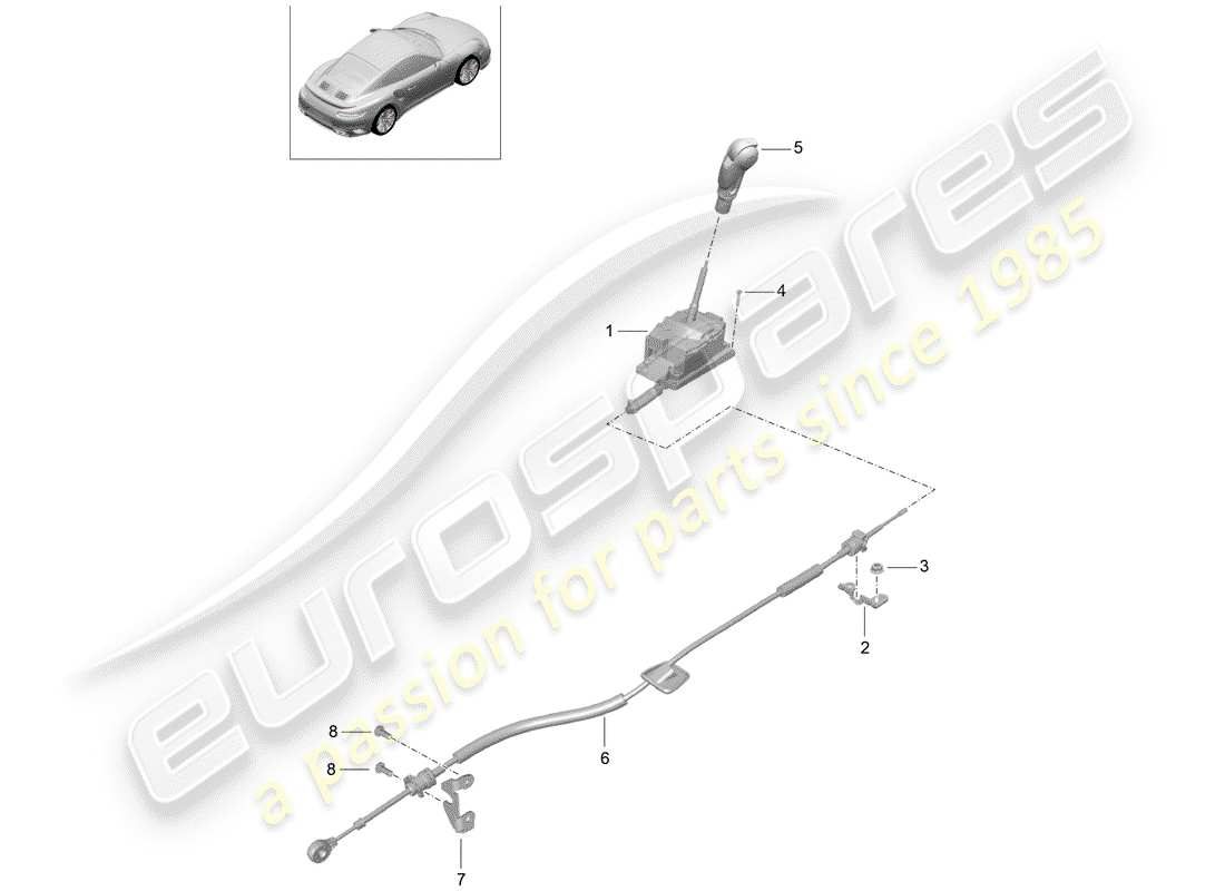 porsche 2016 (991-1 turbo) wählhebel ersatzteildiagramm