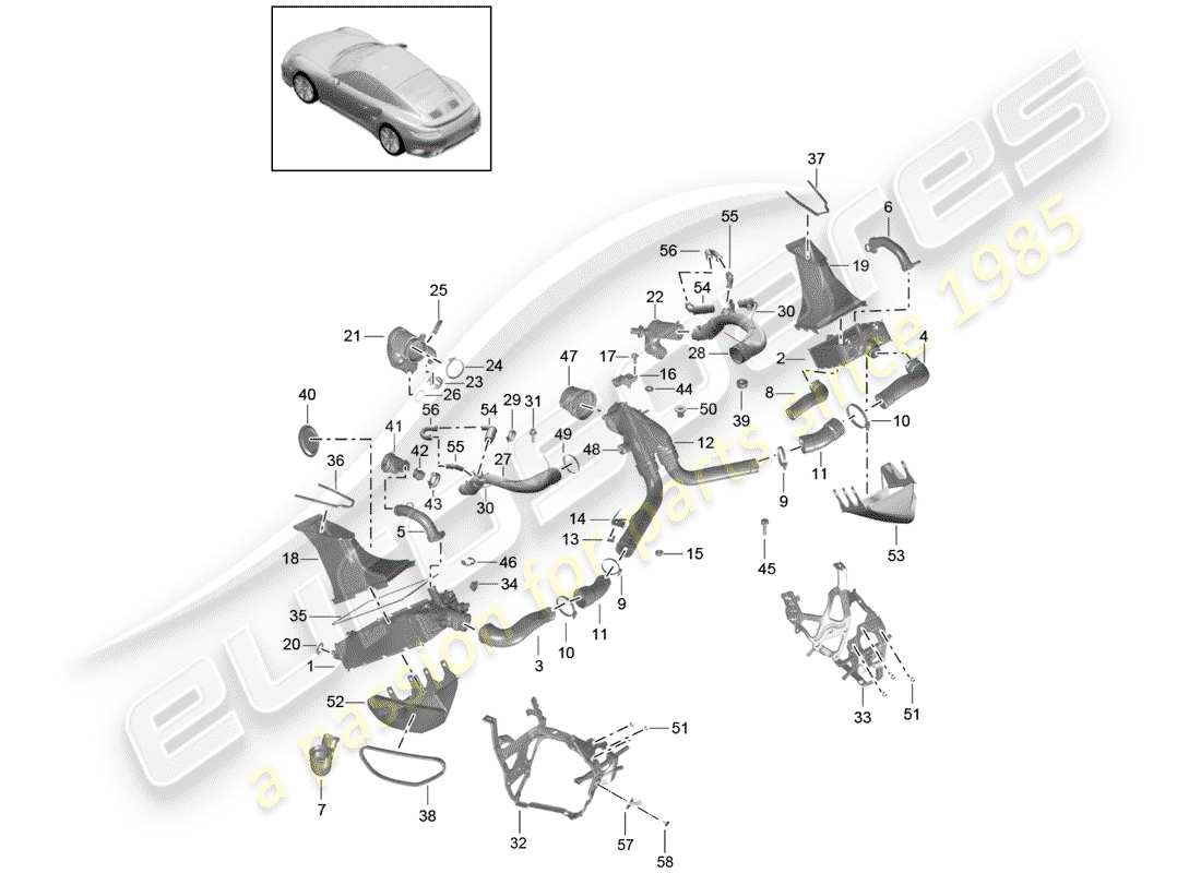 porsche 2017 (991-2 turbo) luftkanal zum laden ersatzteildiagramm