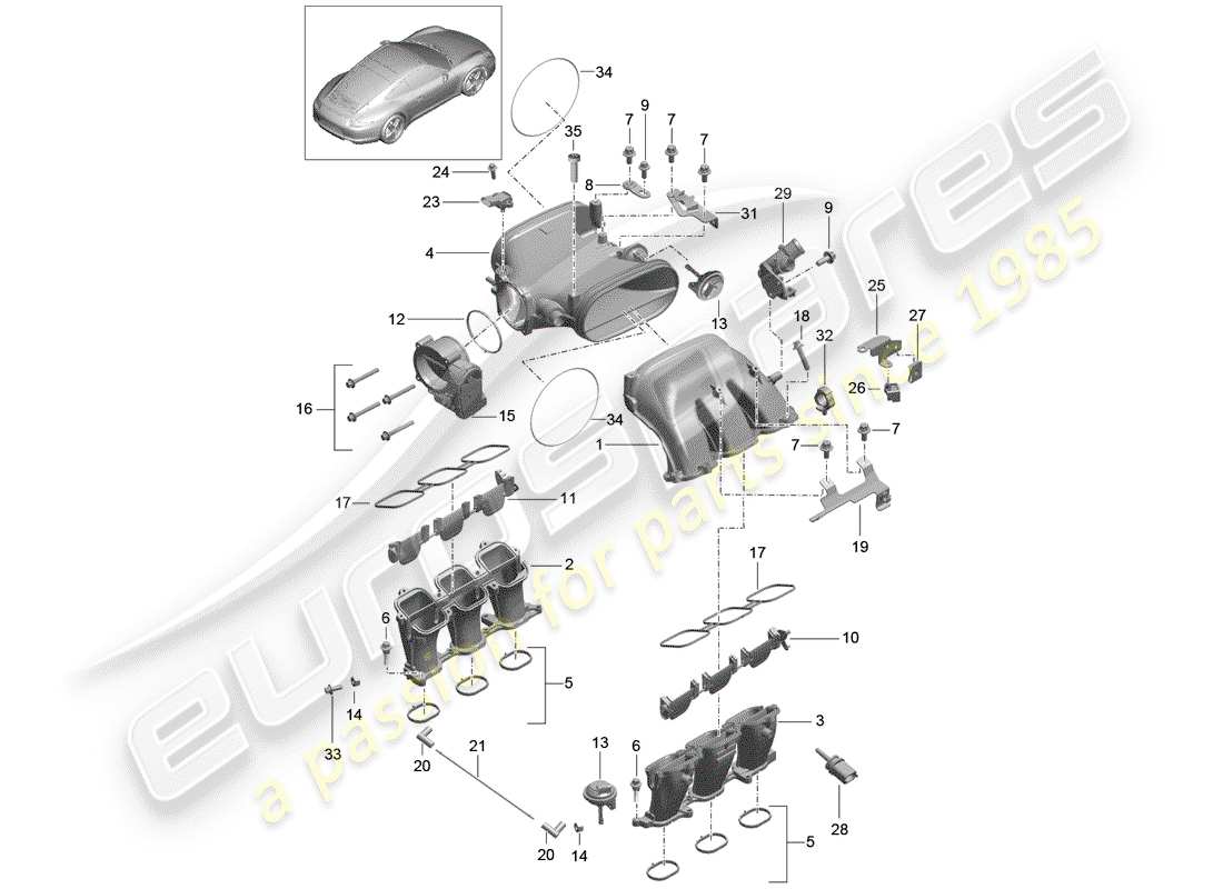 porsche 2014 (991-1) ansaugluftverteiler teilediagramm