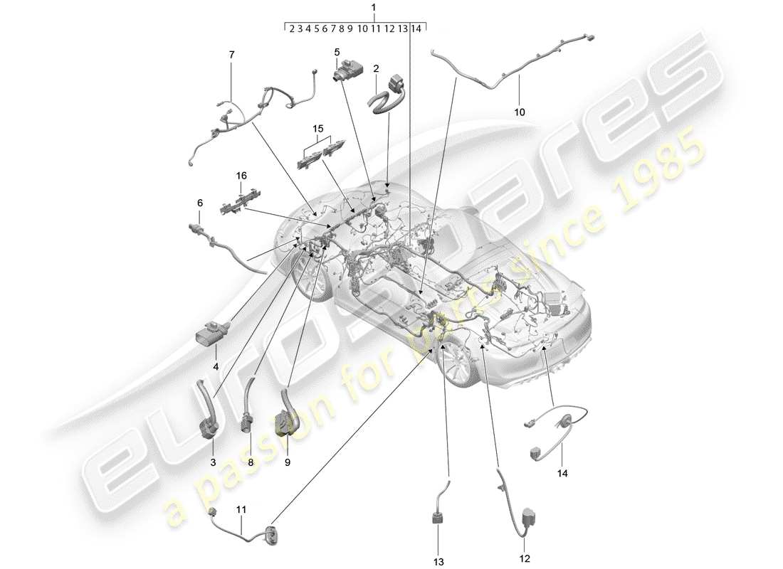 porsche 2016 (981 cayman gt4) kabelbäume ersatzteildiagramm