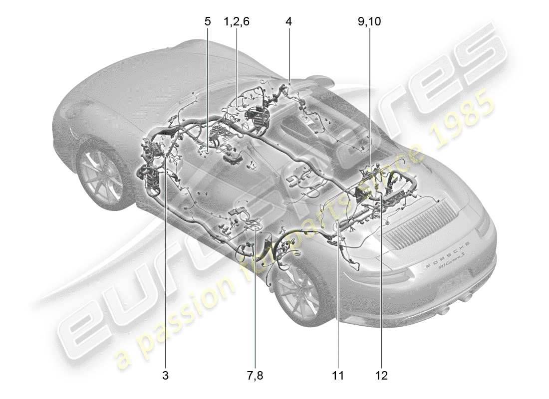 porsche 2018 (991-2) kabelbäume ersatzteildiagramm