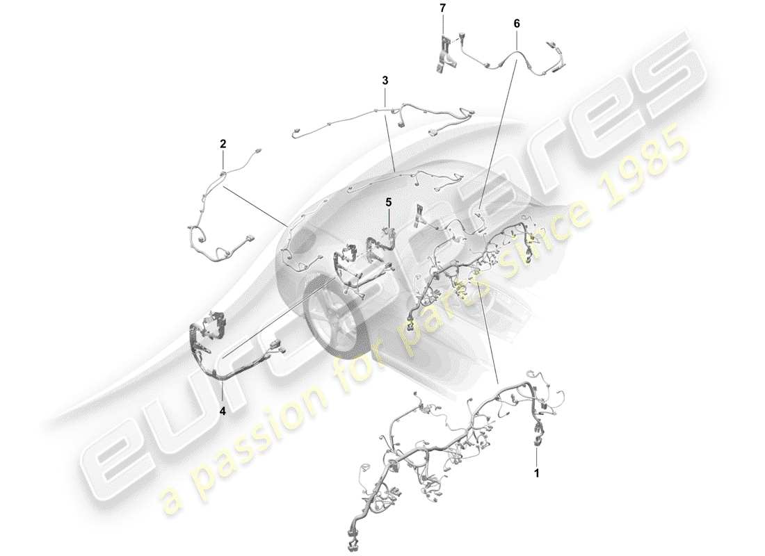 porsche 2019 (718 boxster spyder) kabelbäume ersatzteildiagramm