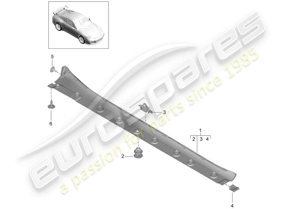 porsche 2019 (991-2 r/gt3/rs) seitenträgerverkleidung teilediagramm