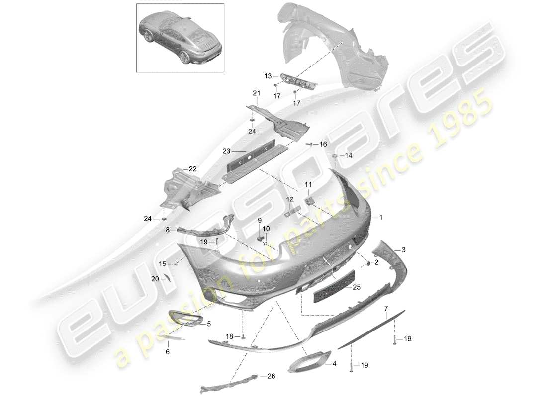 porsche 2016 (991-1 turbo) stoßstange ersatzteildiagramm