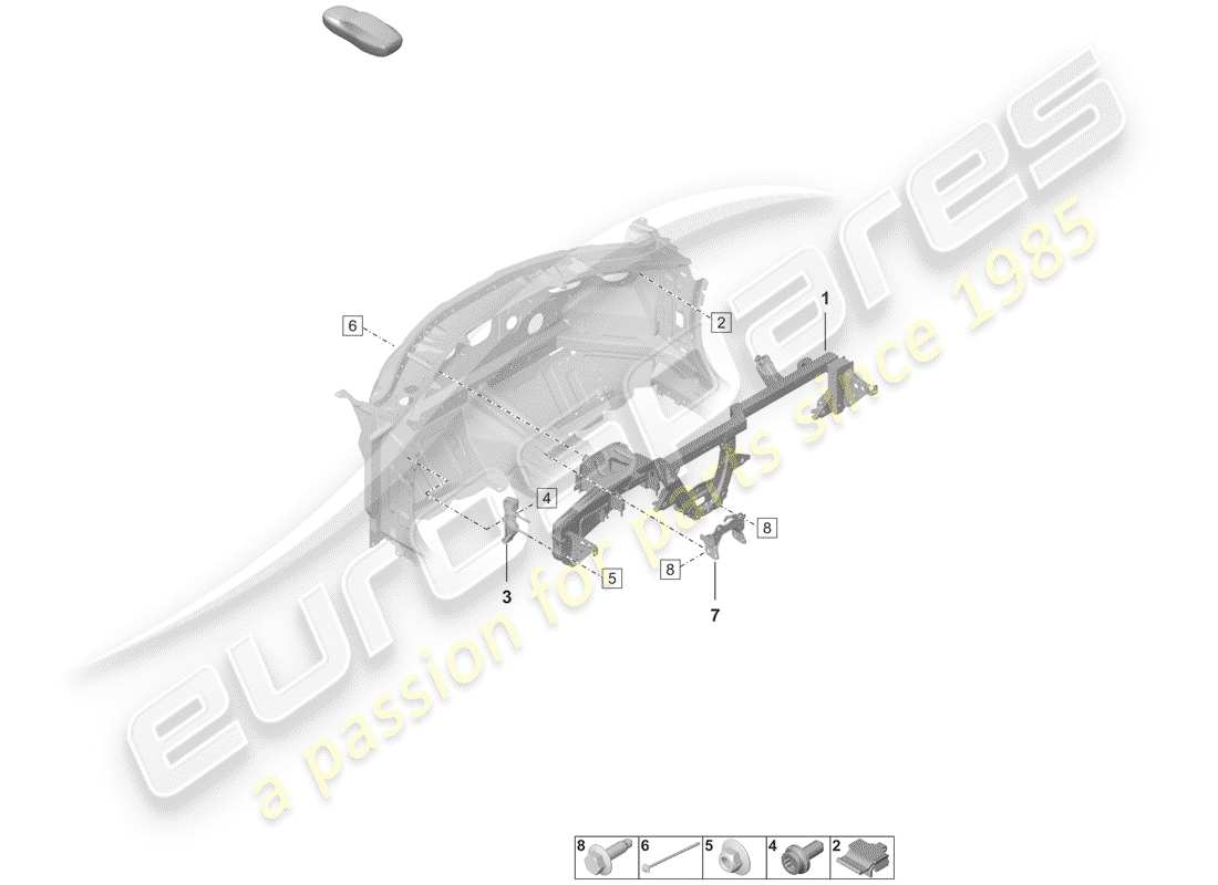 porsche 2020 (992-1) armaturenbretthalterung ersatzteildiagramm
