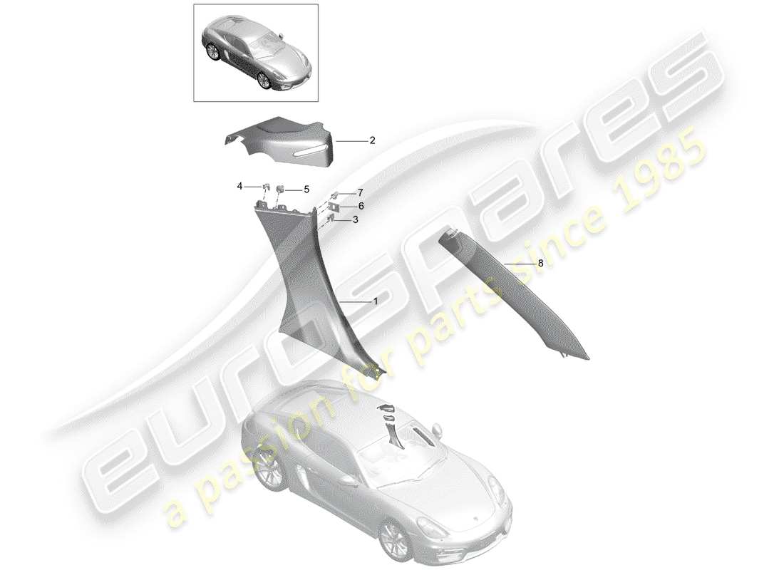 porsche 2015 (981 cayman) seitenverkleidung - ersatzteildiagramm