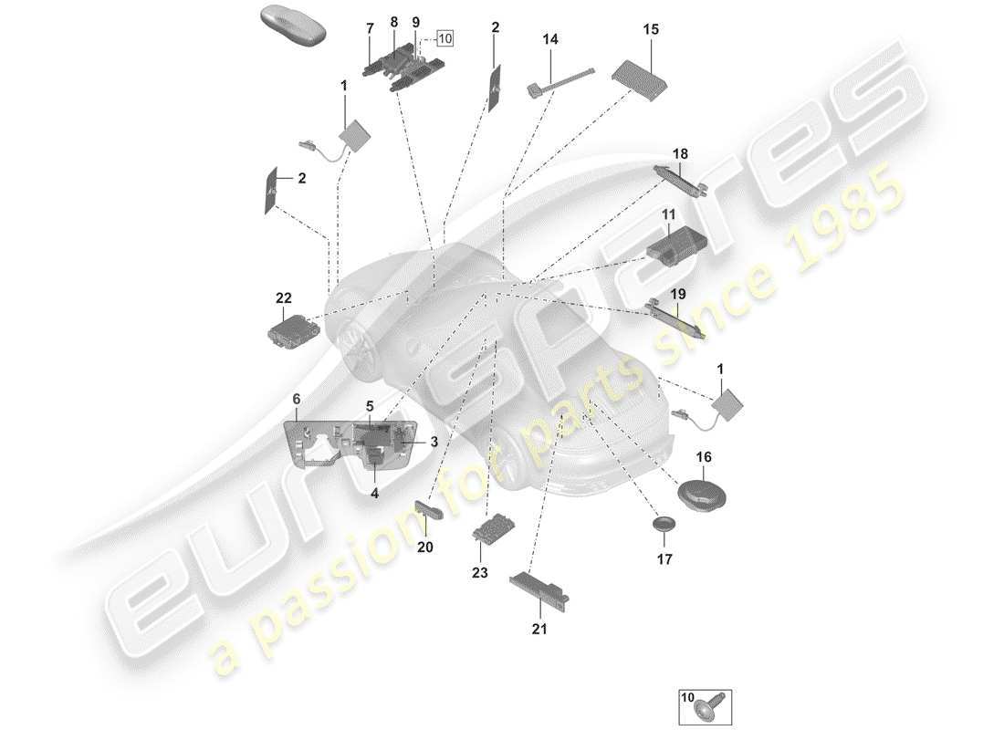 porsche 2020 (992-1) antenne teilediagramm
