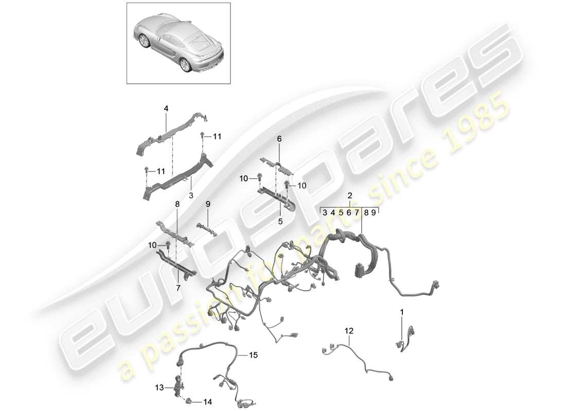 porsche 2016 (981 cayman gt4) kabelbäume ersatzteildiagramm
